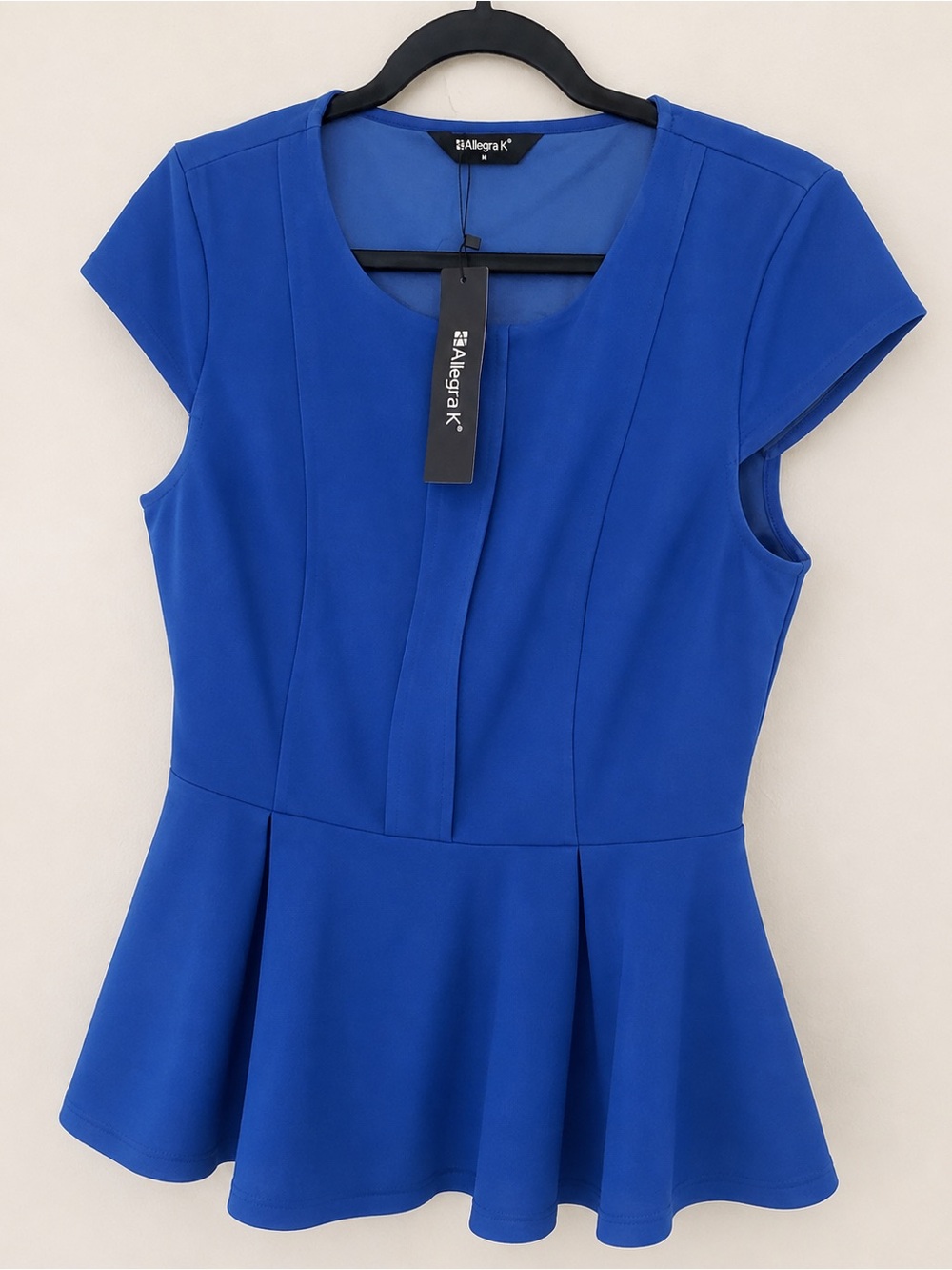 Allegra K Royal Blue Peplum Blouse Top Size M NWT